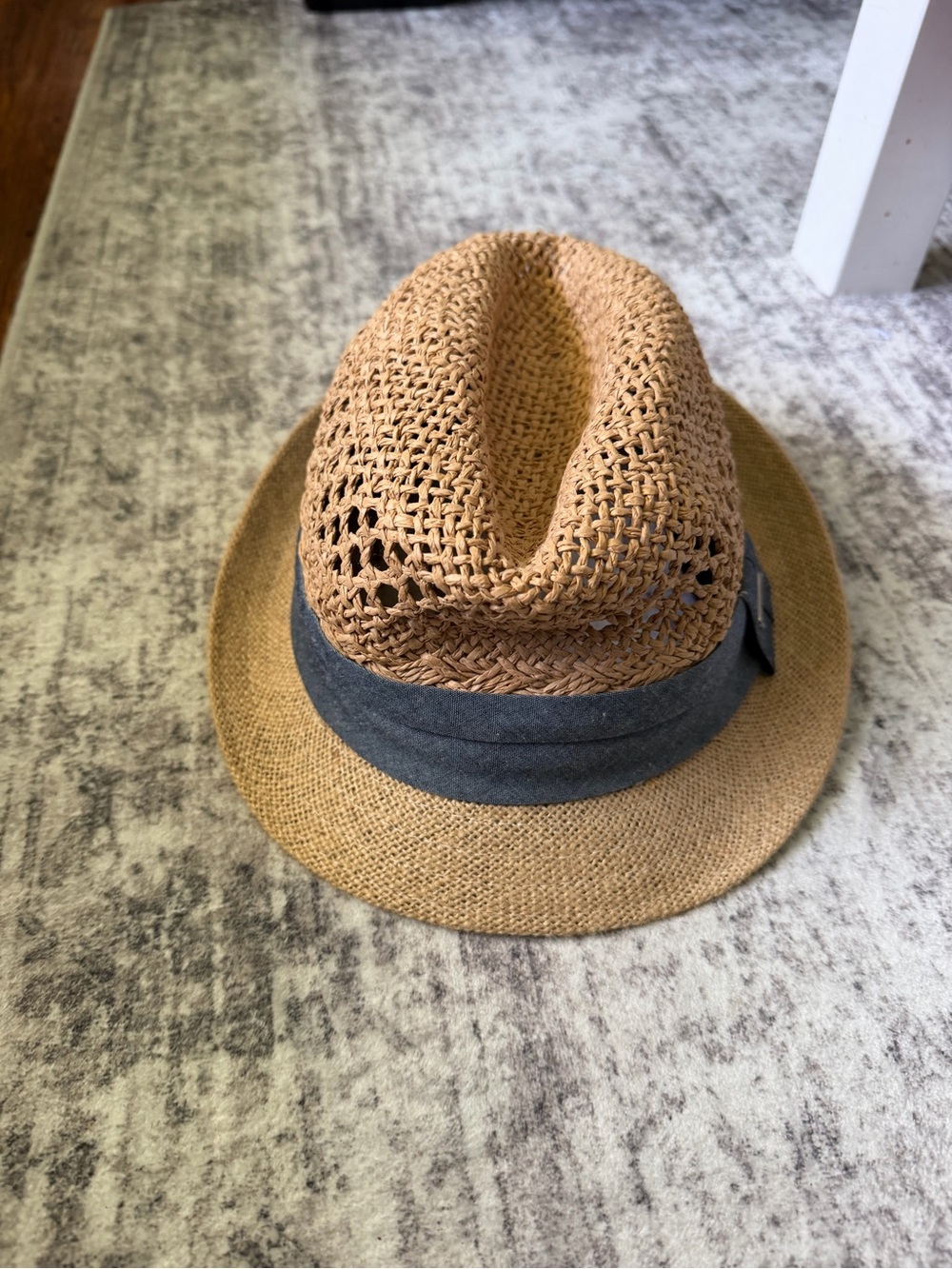 Nautica Kids Straw Fedora Hat with Gray Band